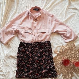 Floral corduroy mini skirt